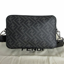 FENDI Shoulder Bag Zucca Camera Case Medium Leather Dark Gray Black Silver Men's s0115g