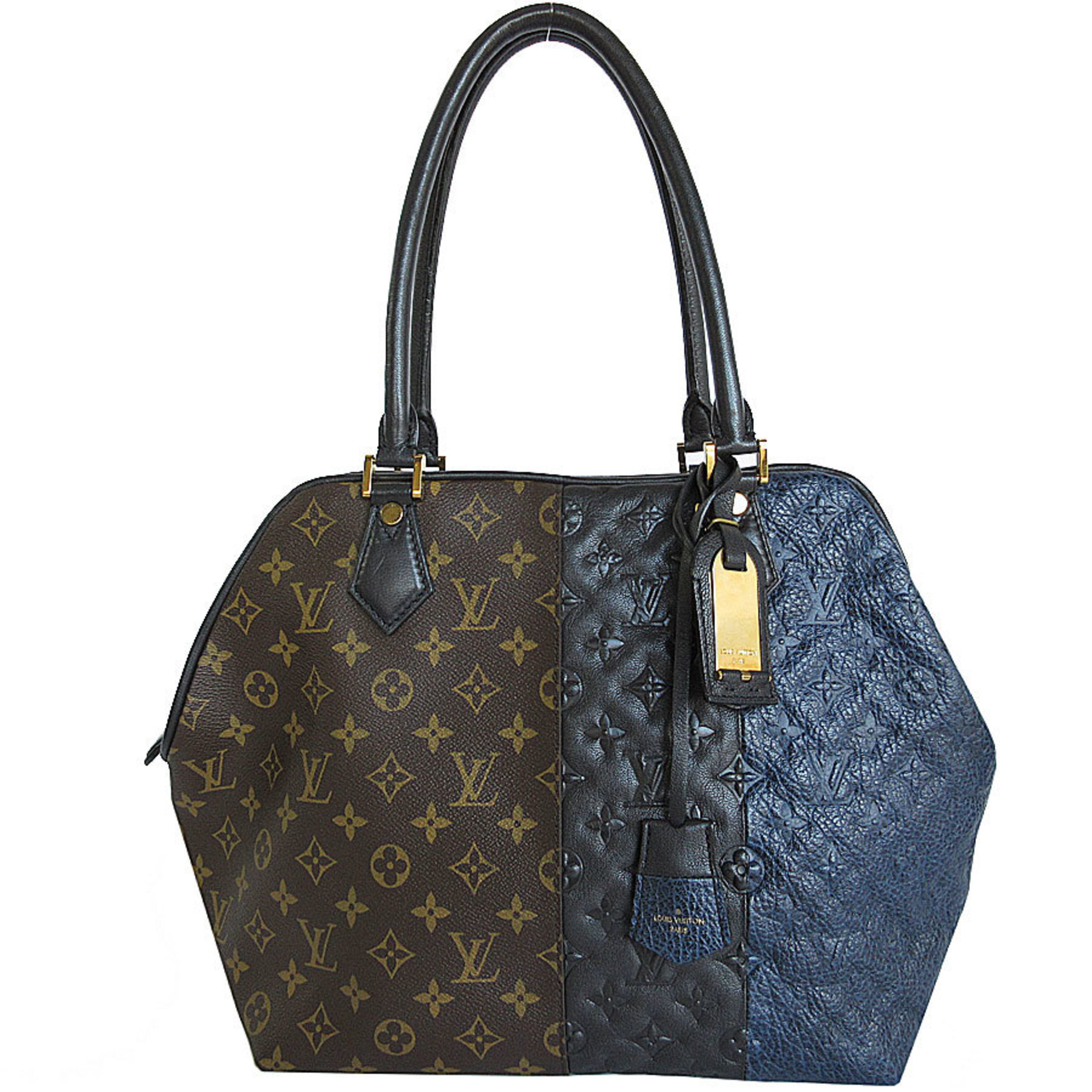 Louis Vuitton LOUIS VUITTON Shoulder Bag Monogram Block Stote Canvas Leather Black Brown Navy Women's M40504 s0056a