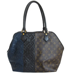 Louis Vuitton LOUIS VUITTON Shoulder Bag Monogram Block Stote Canvas Leather Black Brown Navy Women's M40504 s0056a