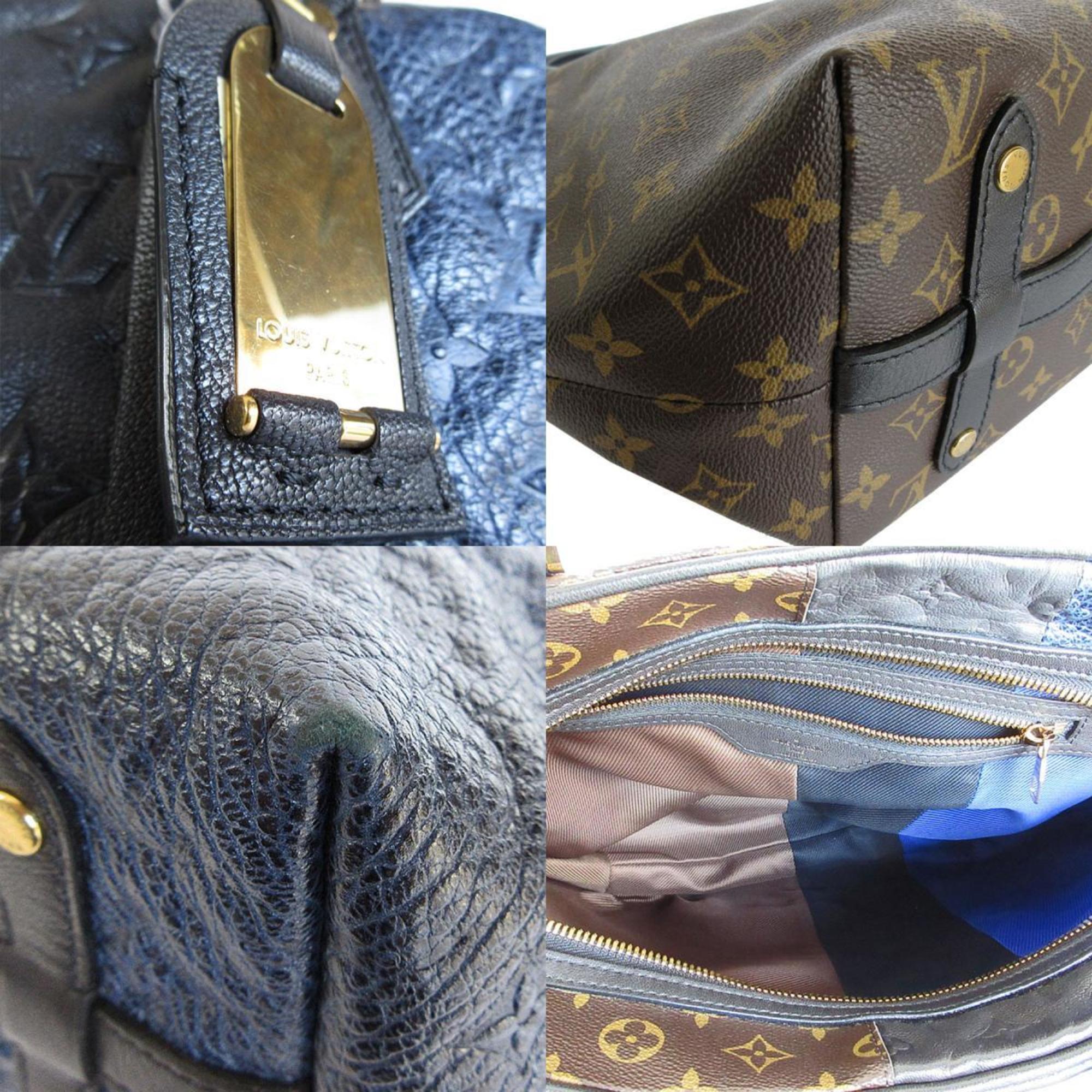 Louis Vuitton LOUIS VUITTON Shoulder Bag Monogram Block Stote Canvas Leather Black Brown Navy Women's M40504 s0056a