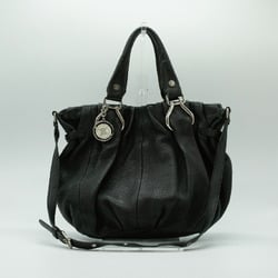 CELINE 2Way Bag Hand Shoulder Leather Black Silver Women's PD350