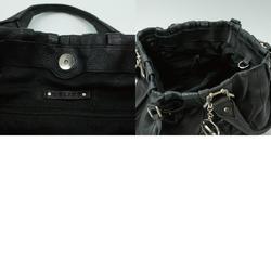 CELINE 2Way Bag Hand Shoulder Leather Black Silver Women's PD350