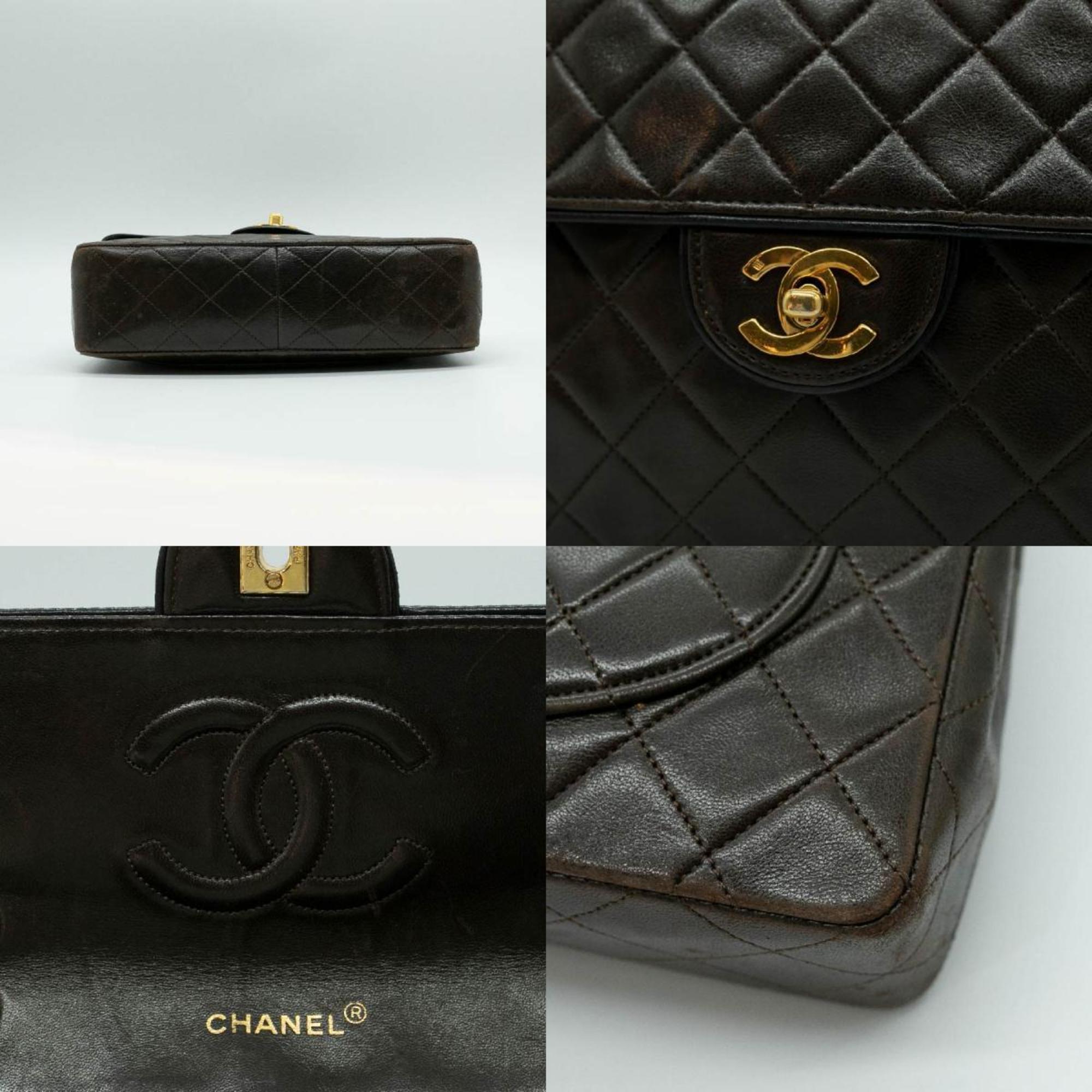 CHANEL Shoulder Bag Chain Leather Brown Gold Women's None PD425