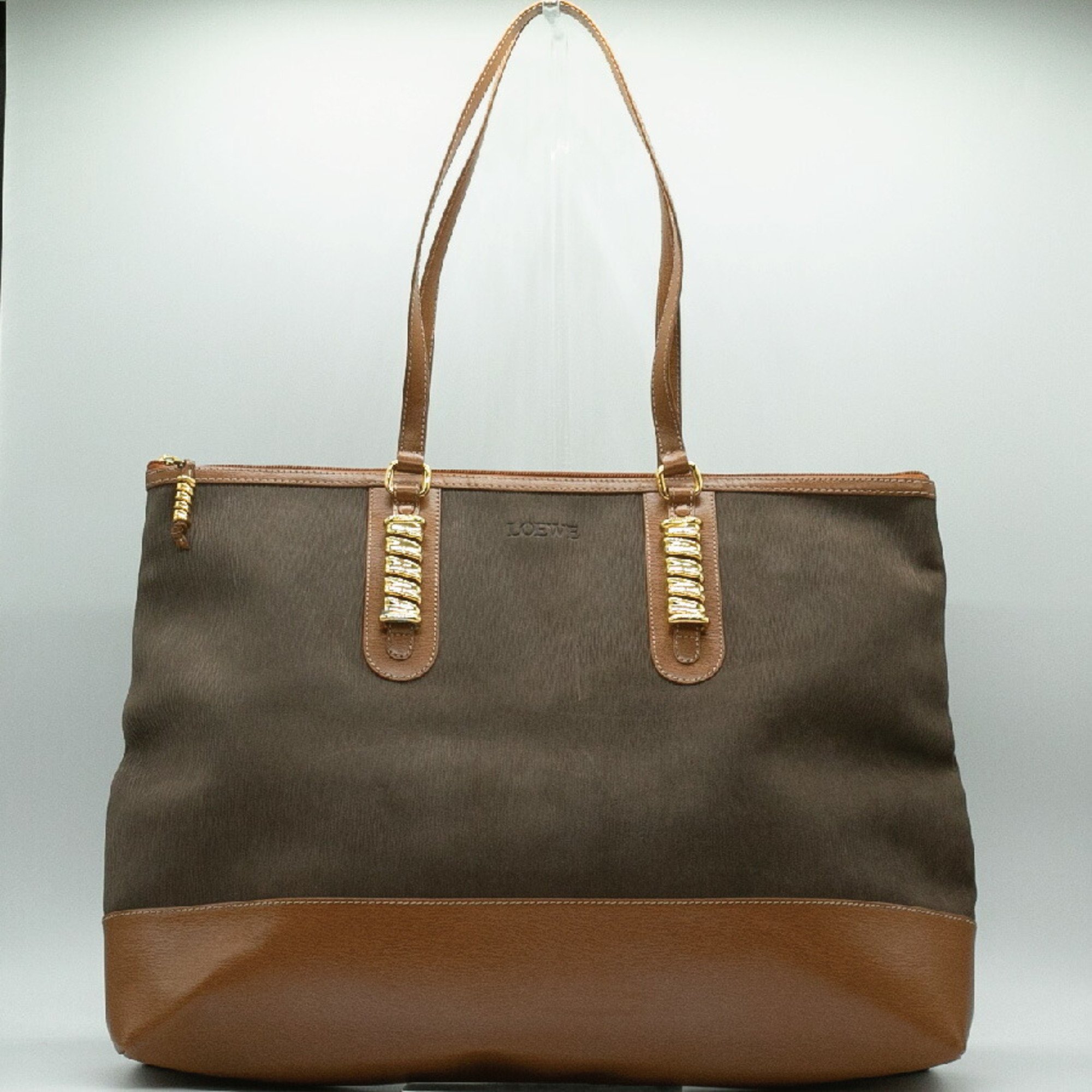 LOEWE Tote Bag Velazquez Twist Leather Camel Gold Women's PD368