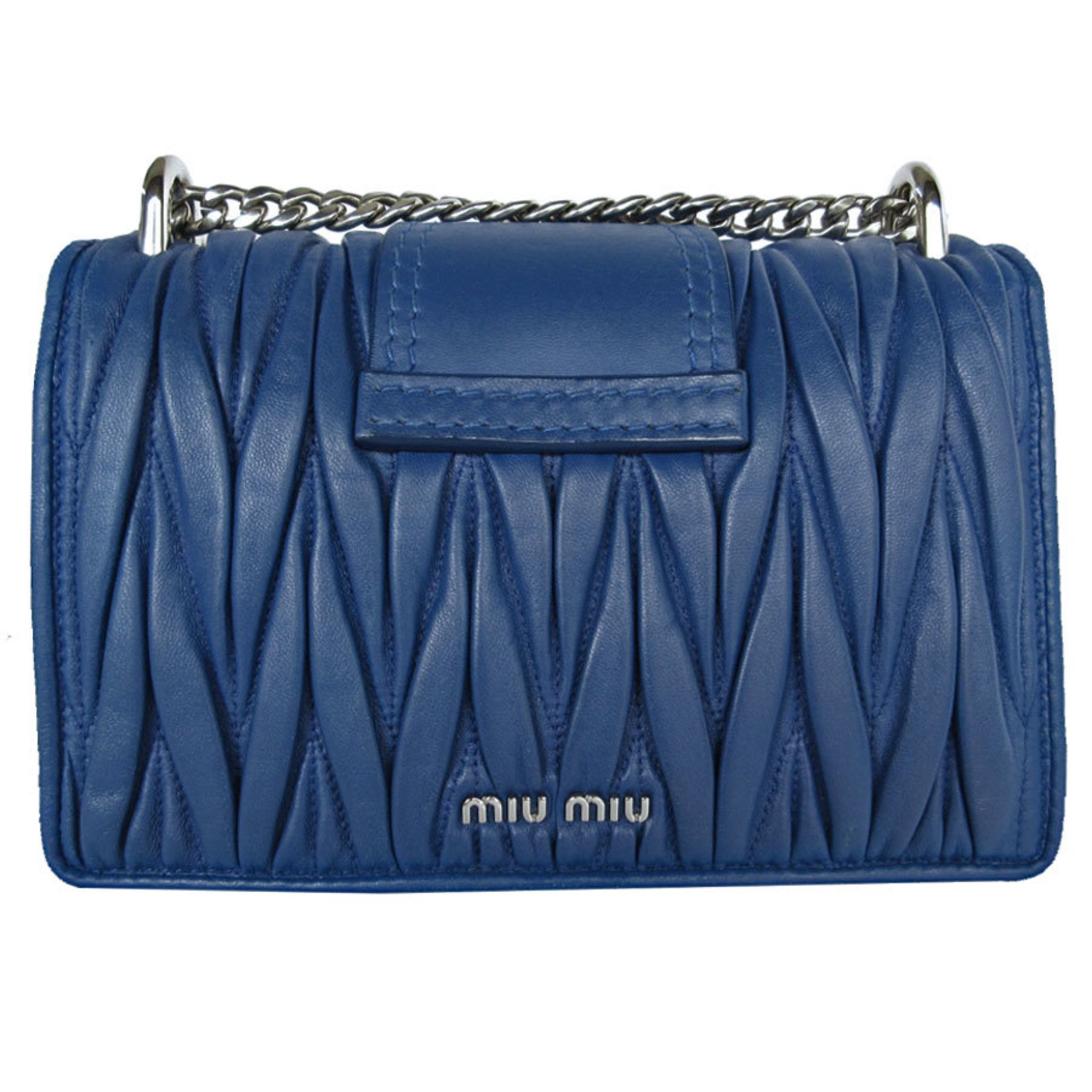 Miu Miu Miu shoulder bag leather rhinestone blue silver women's s0261k