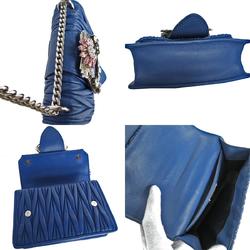 Miu Miu Miu shoulder bag leather rhinestone blue silver women's s0261k