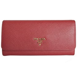 PRADA Long Wallet Leather Red Gold Women's s0103a