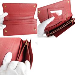 PRADA Long Wallet Leather Red Gold Women's s0103a