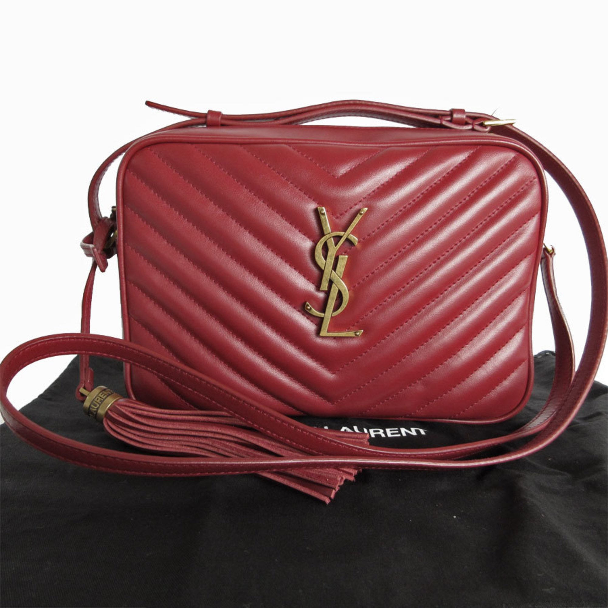 Saint Laurent shoulder bag Lou leather dark red gold women's s0175f