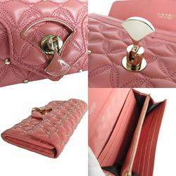 BVLGARI Long Wallet Leather Metal Pink Light Gold Women's s0158f