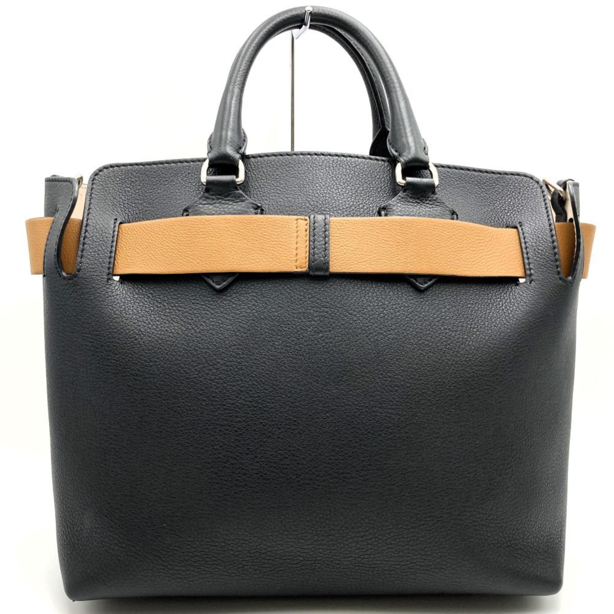 BURBERRY Burberry Tote Bag Shoulder 2way Leather Black Beige Women's Fashion IT9355ZUOIJ4