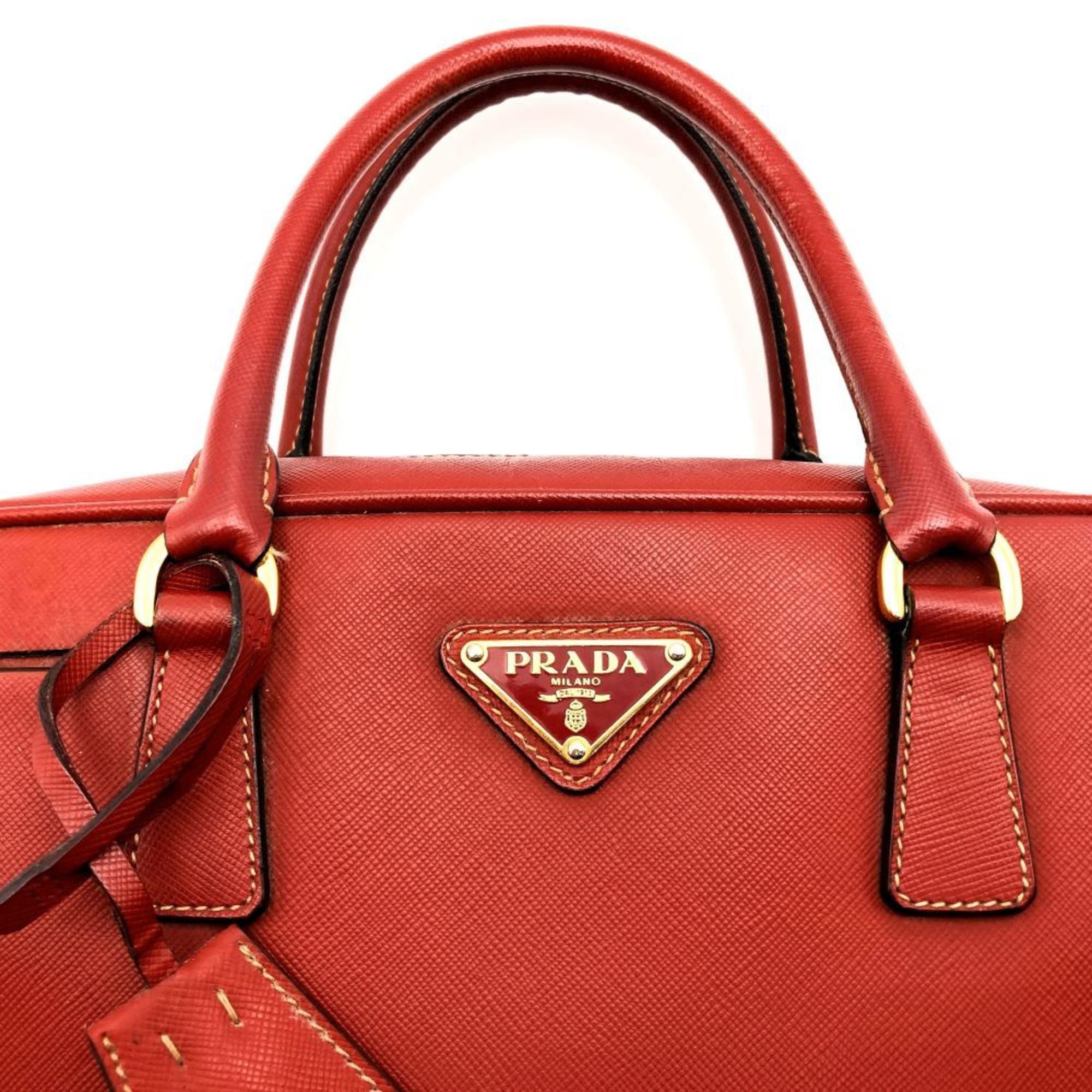 PRADA Prada Handbag Triangle Plate Leather Red BN1113 Guarantee Card Included Women's Fashion IT5YSQ2DKQYA