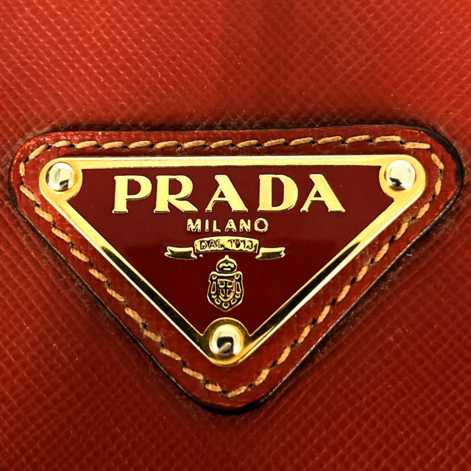 PRADA Prada Handbag Triangle Plate Leather Red BN1113 Guarantee Card Included Women's Fashion IT5YSQ2DKQYA