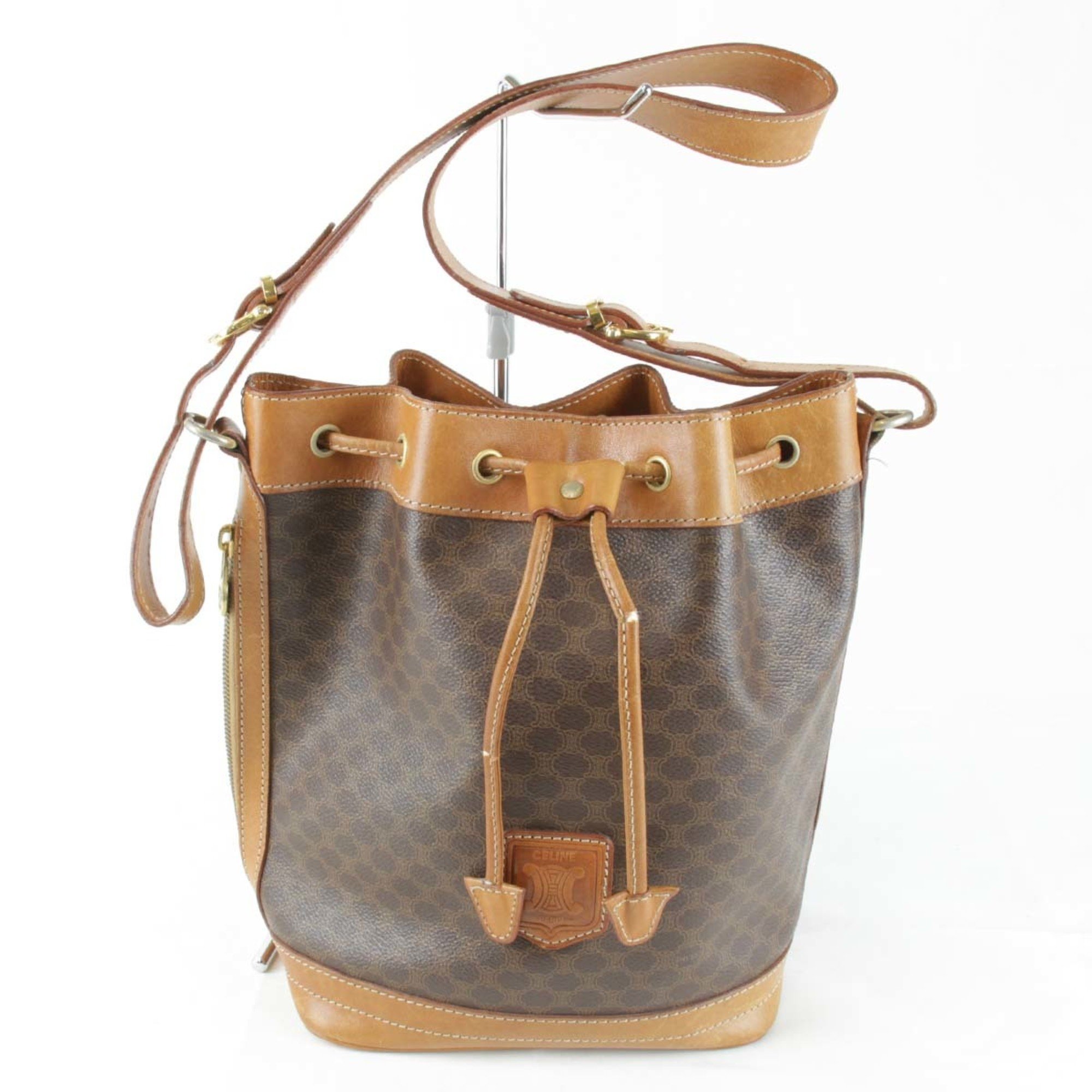 CELINE Shoulder Bag Coated Canvas Brown Women's