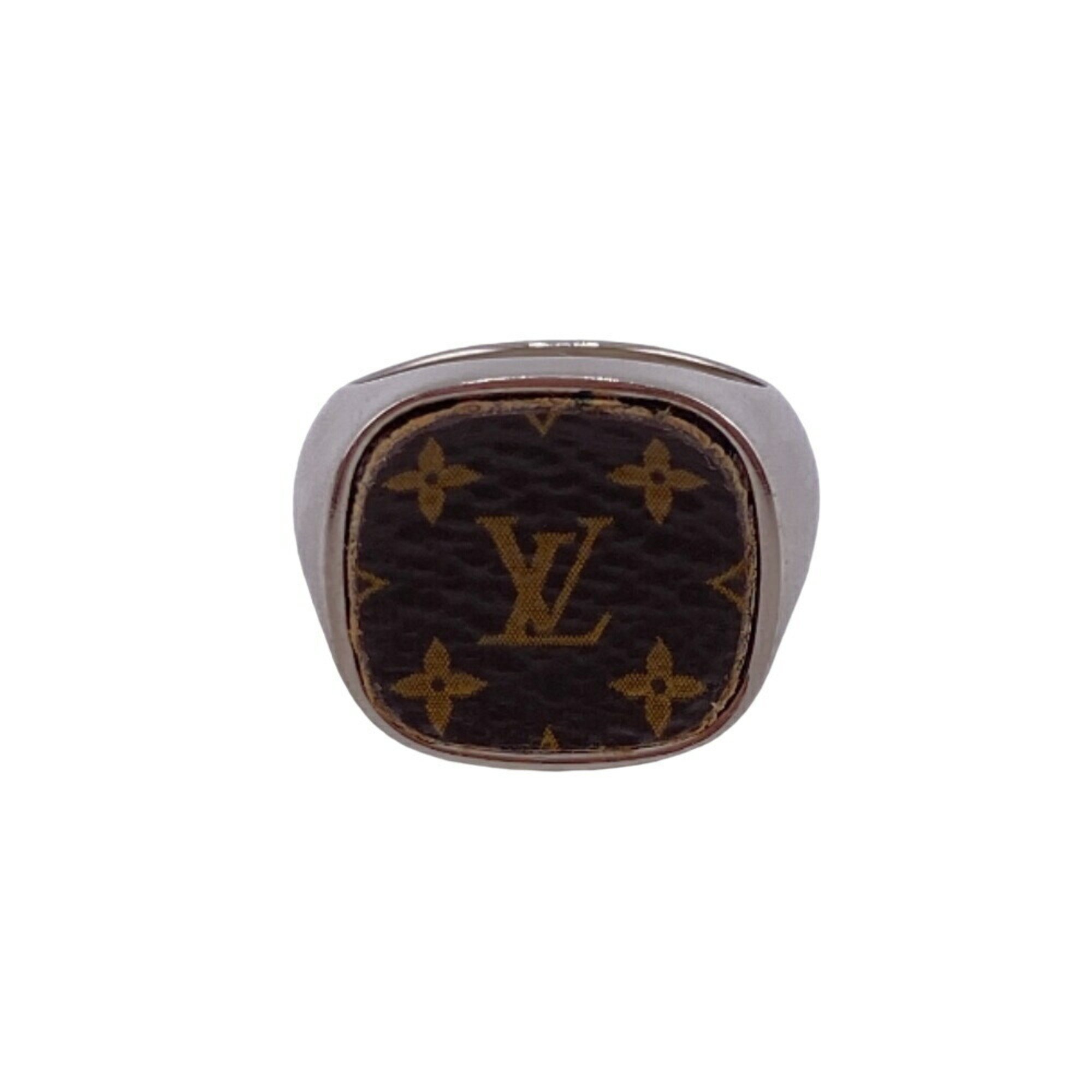 LOUIS VUITTON M00515 Padlock Berg Monogram Ring, Silver, Men's