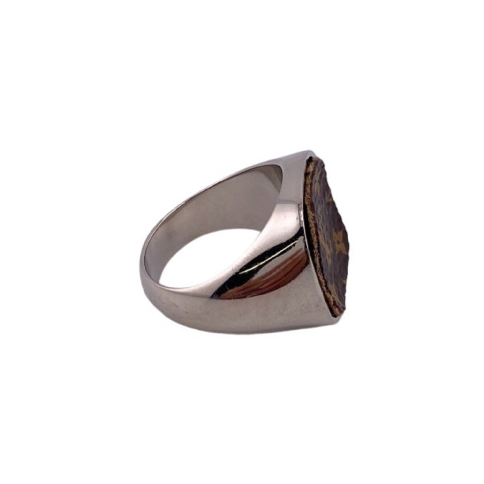 LOUIS VUITTON M00515 Padlock Berg Monogram Ring, Silver, Men's