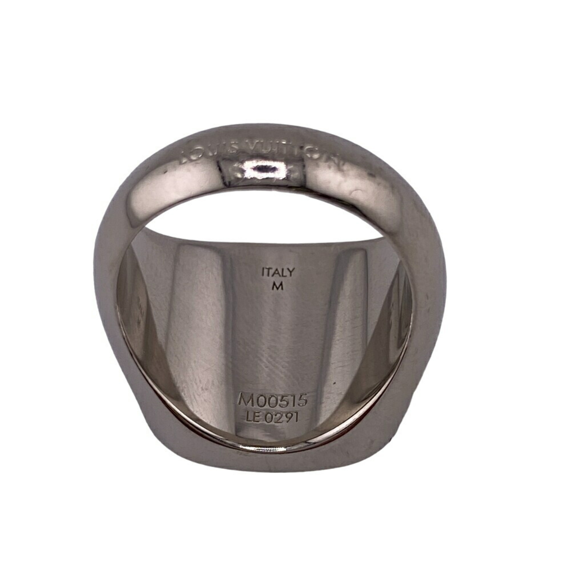 LOUIS VUITTON M00515 Padlock Berg Monogram Ring, Silver, Men's