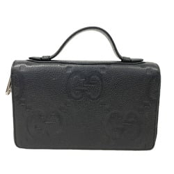 GUCCI 751760 Jumbo GG Round Travel Document Case Long Wallet Black Men's