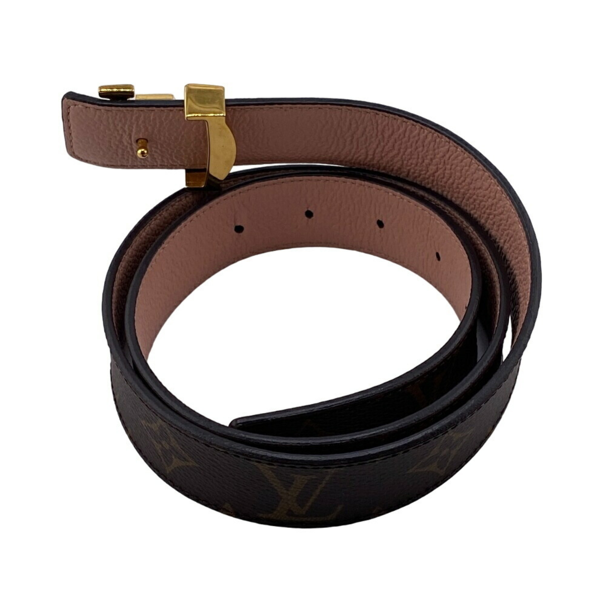 LOUIS VUITTON M0321 Santur LV Initial Monogram Belt Brown Women's