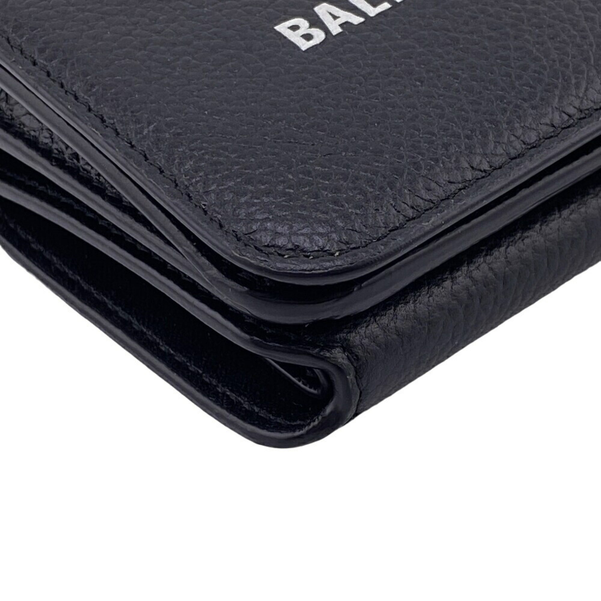 BALENCIAGA 593813 Everyday Tri-fold Wallet Black Women's