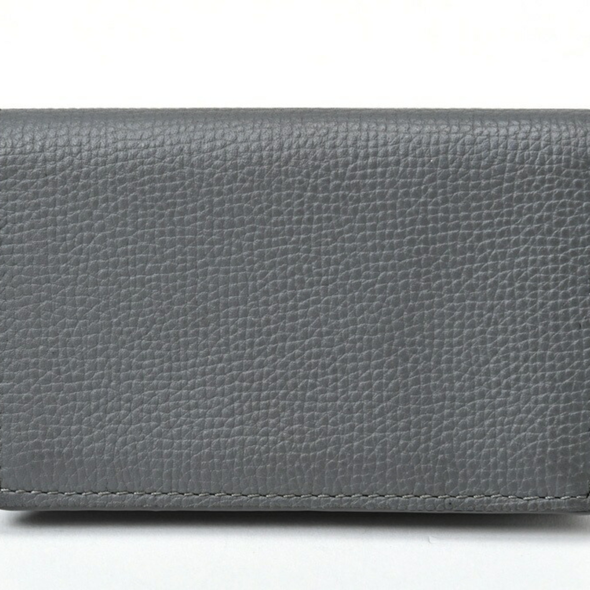 LOEWE Anagram Card Holder Case C821M97X05 Pebble Grain Calf Grey S-156394