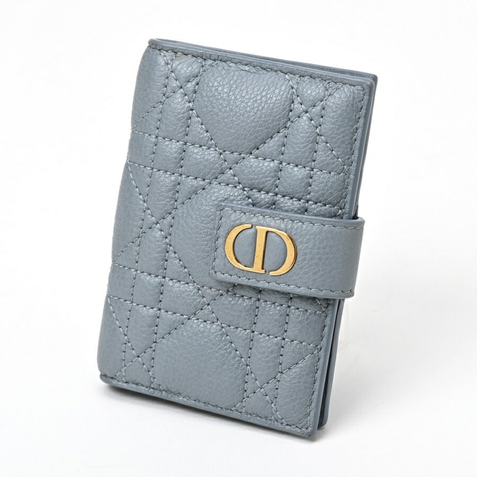 Christian Dior Dior Caro Dandelion Card Holder S5157UWHC_M81B Cannage Calfskin Blue Gray S-156399