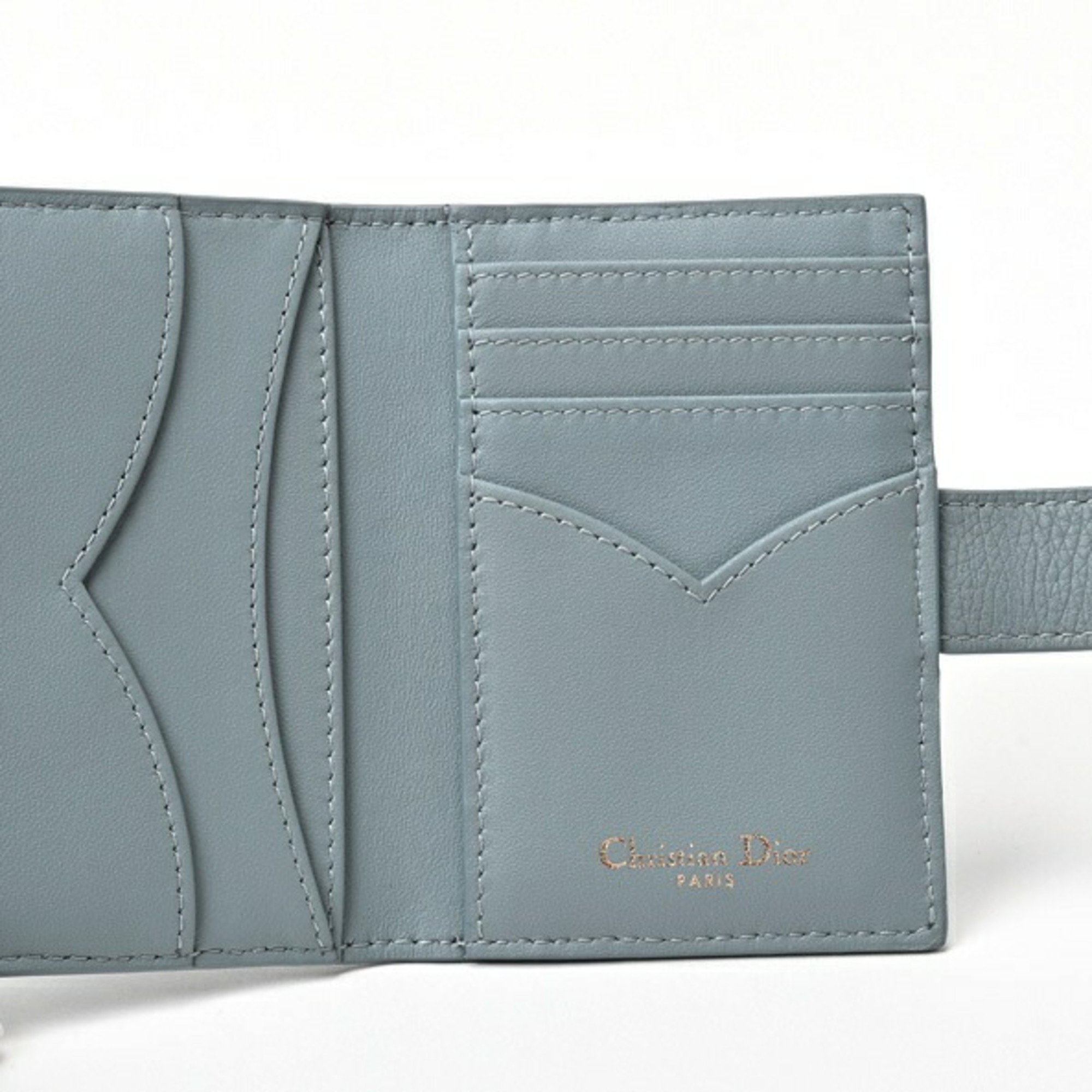 Christian Dior Dior Caro Dandelion Card Holder S5157UWHC_M81B Cannage Calfskin Blue Gray S-156399