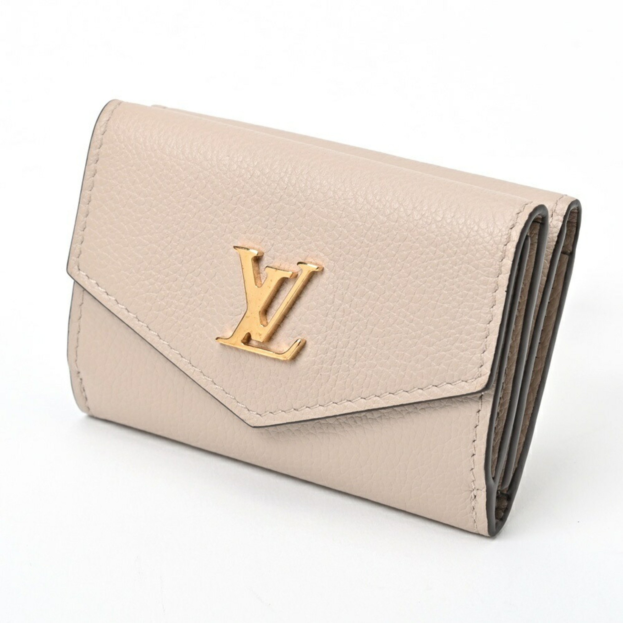 Louis Vuitton LOUIS VUITTON Portefeuille Lock Tri-fold Wallet M69340 Calf Leather Greige S-156402