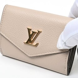 Louis Vuitton LOUIS VUITTON Portefeuille Lock Tri-fold Wallet M69340 Calf Leather Greige S-156402