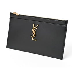 Saint Laurent SAINT LAURENT Flat Pouch Clutch Bag 636316 Leather Black E-156474