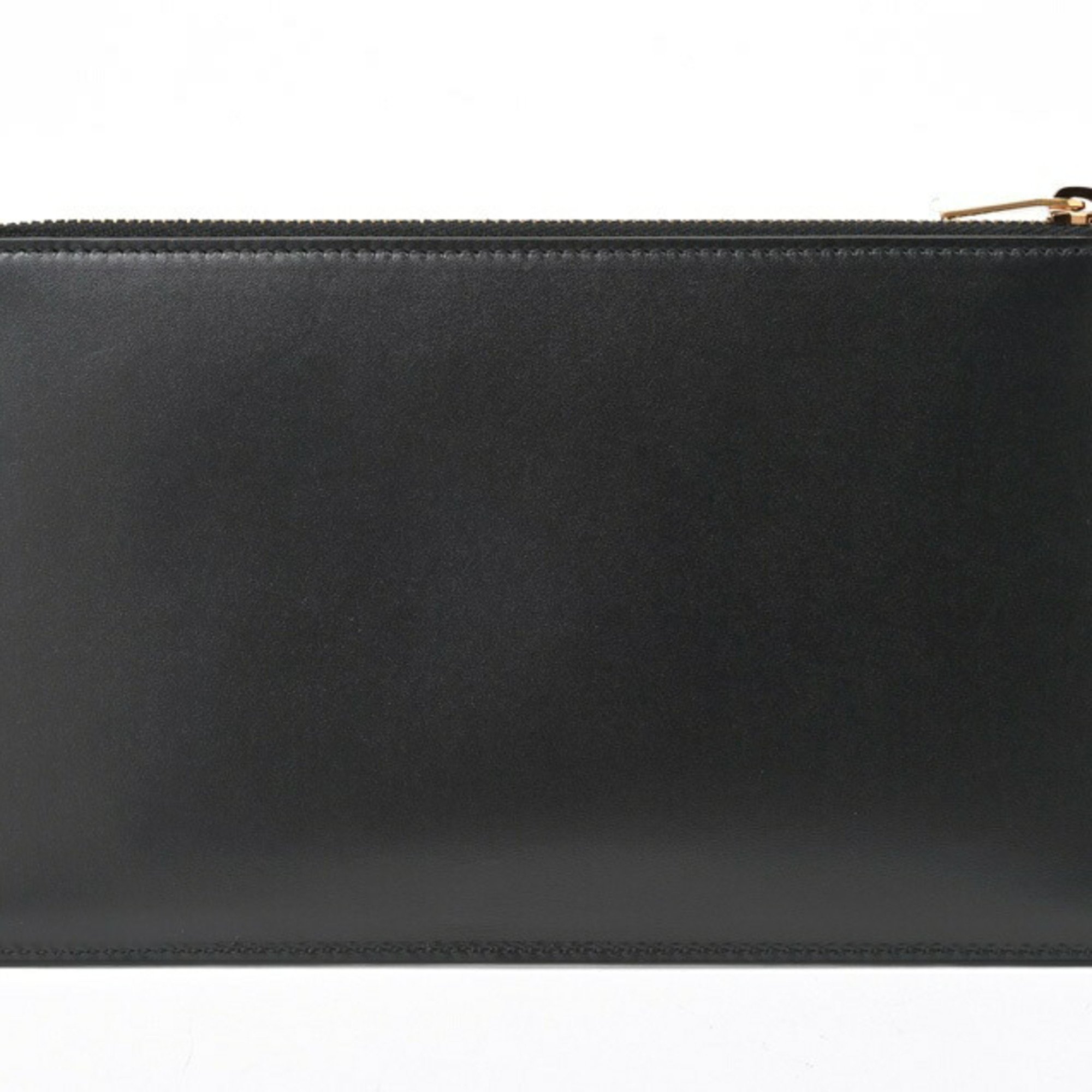 Saint Laurent SAINT LAURENT Flat Pouch Clutch Bag 636316 Leather Black E-156474