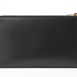 Saint Laurent SAINT LAURENT Flat Pouch Clutch Bag 636316 Leather Black E-156474