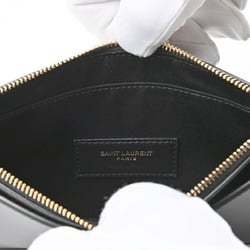 Saint Laurent SAINT LAURENT Flat Pouch Clutch Bag 636316 Leather Black E-156474