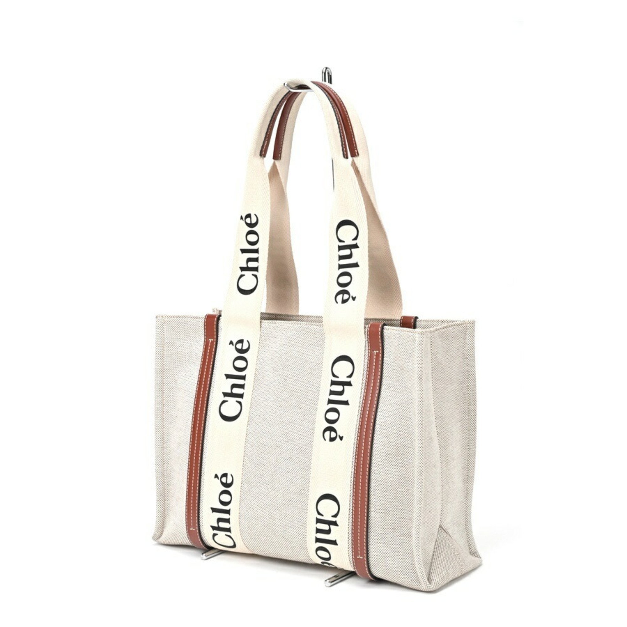 Chloé Chloe Woody Medium Tote Bag CHC22AS383I2690U Canvas Leather S-156204