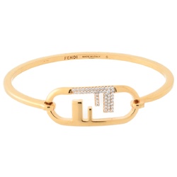 FENDI Orlock Bracelet Bangle 8AH3594GF089U Brass Bronze Zircon Gold S-156266