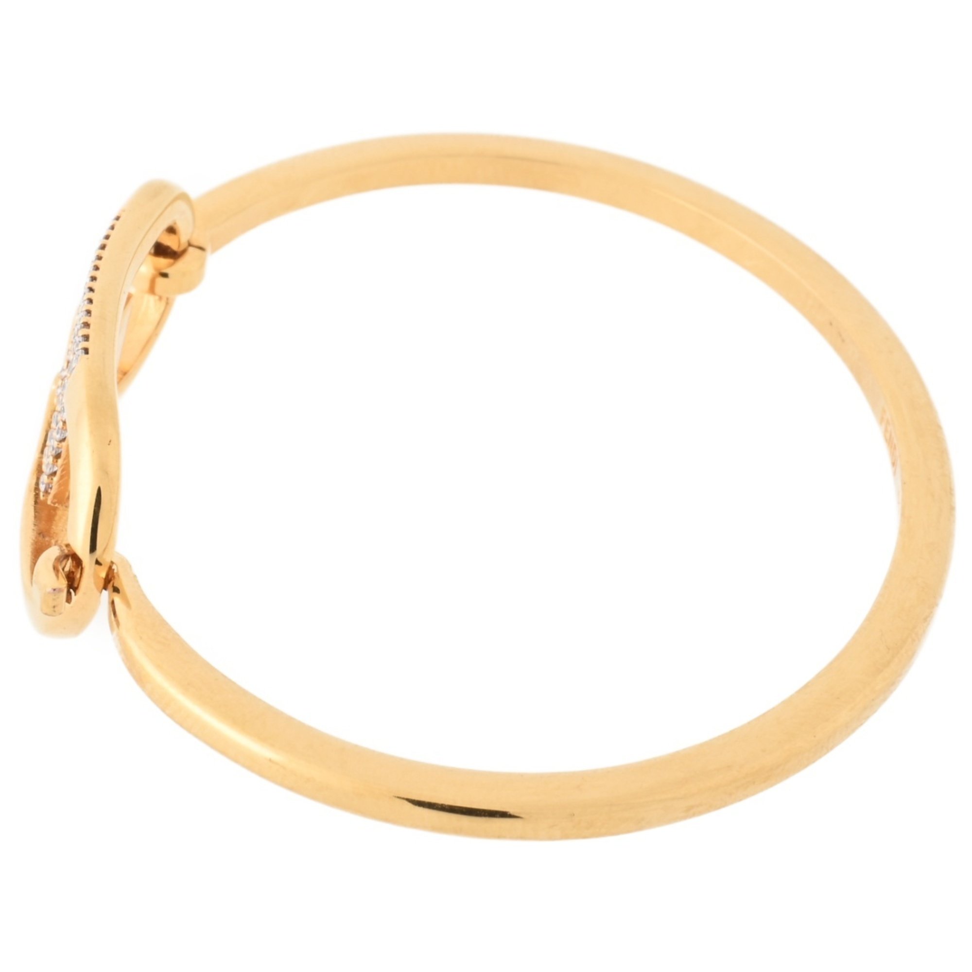 FENDI Orlock Bracelet Bangle 8AH3594GF089U Brass Bronze Zircon Gold S-156266