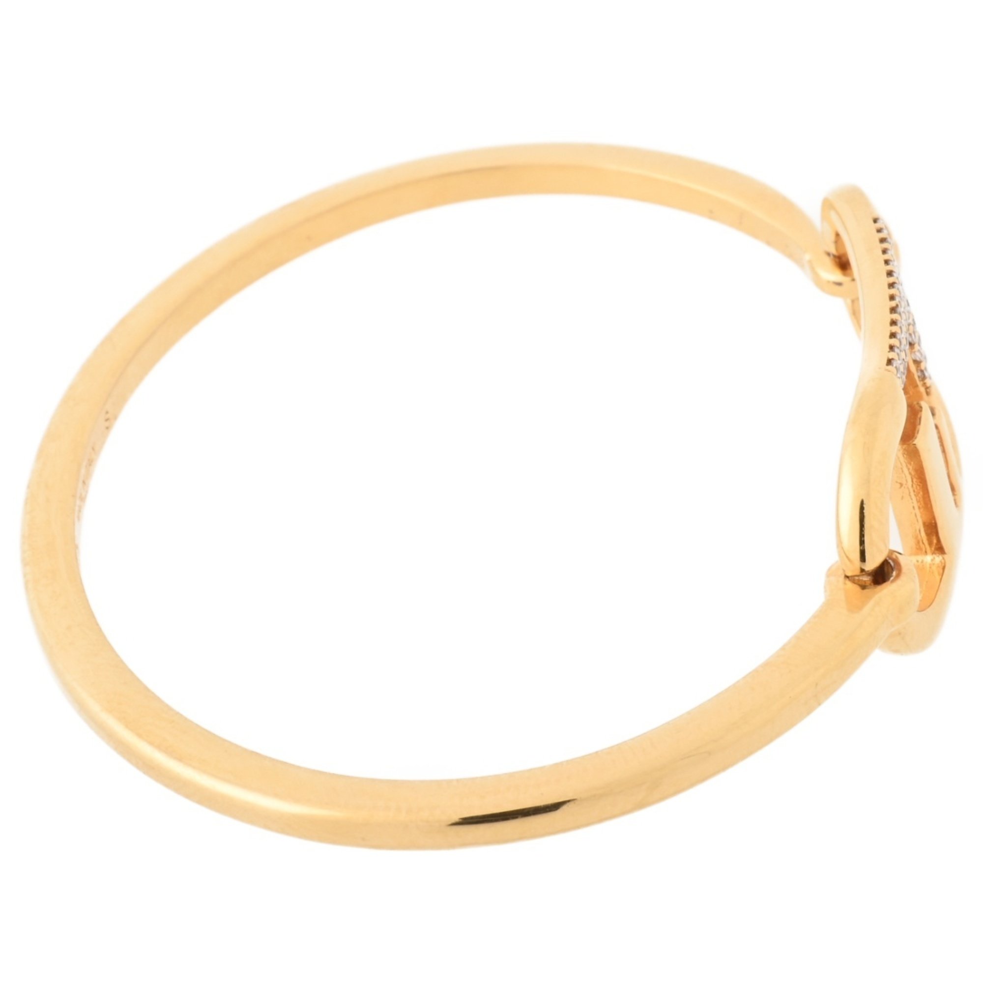 FENDI Orlock Bracelet Bangle 8AH3594GF089U Brass Bronze Zircon Gold S-156266