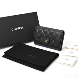 CHANEL Matelasse Medium Flap Wallet Tri-fold AP0232 Caviar Skin Black S-156496