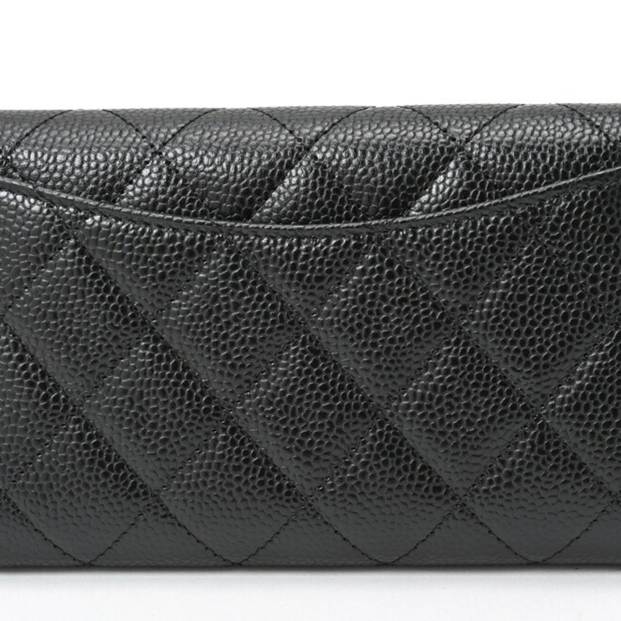 CHANEL Matelasse Medium Flap Wallet Tri-fold AP0232 Caviar Skin Black S-156496