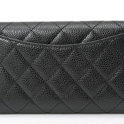 CHANEL Matelasse Medium Flap Wallet Tri-fold AP0232 Caviar Skin Black S-156496