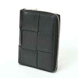 BOTTEGA VENETA Bi-fold Zip Around Wallet 649596 Calf Leather Black S-156395