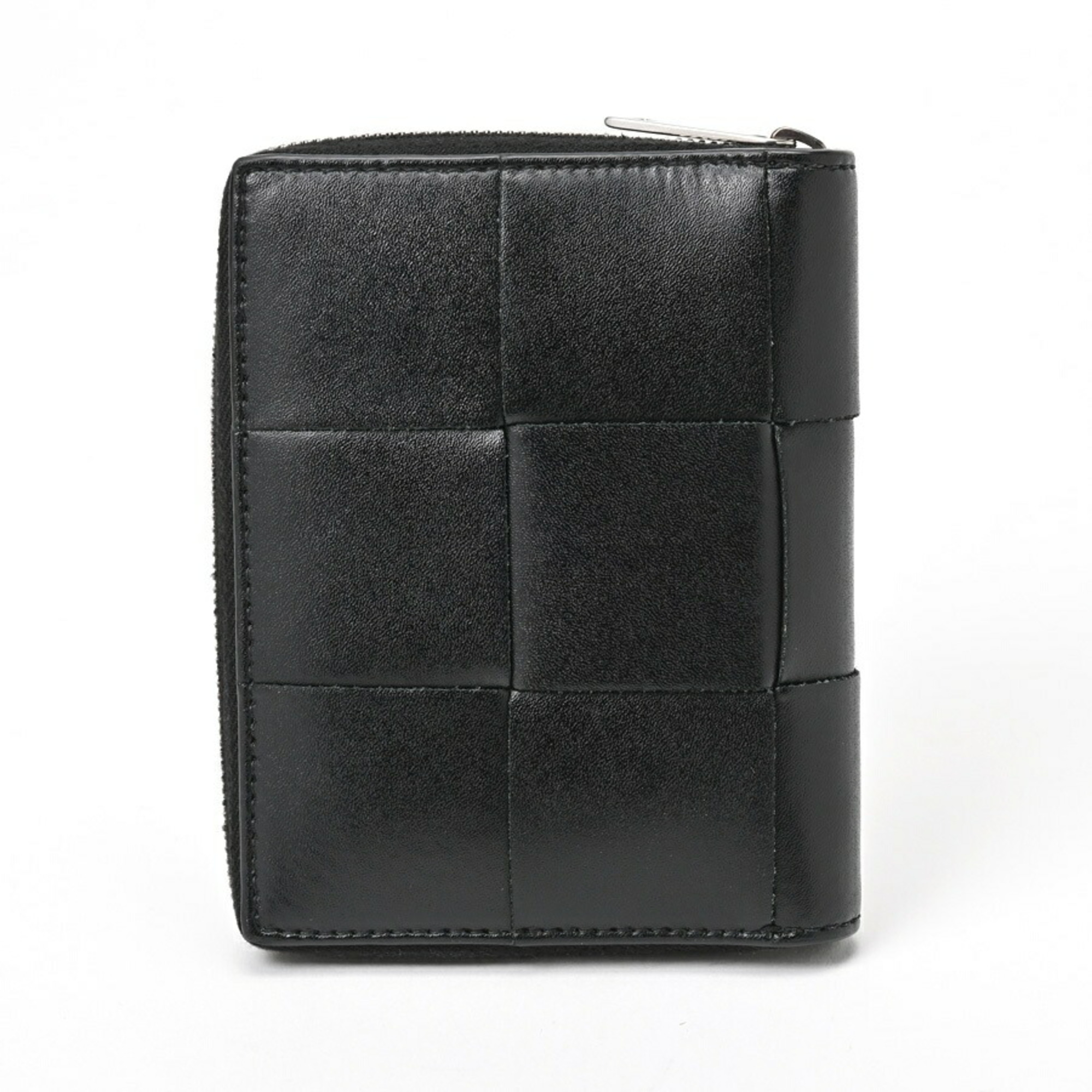 BOTTEGA VENETA Bi-fold Zip Around Wallet 649596 Calf Leather Black S-156395