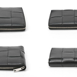 BOTTEGA VENETA Bi-fold Zip Around Wallet 649596 Calf Leather Black S-156395