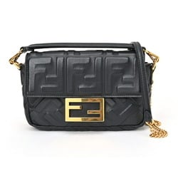 FENDI Baguette Black Leather Bag Small Mamma Bucket Shoulder 8BS017A72VF15ZW FF motif Nappa leather S-156414