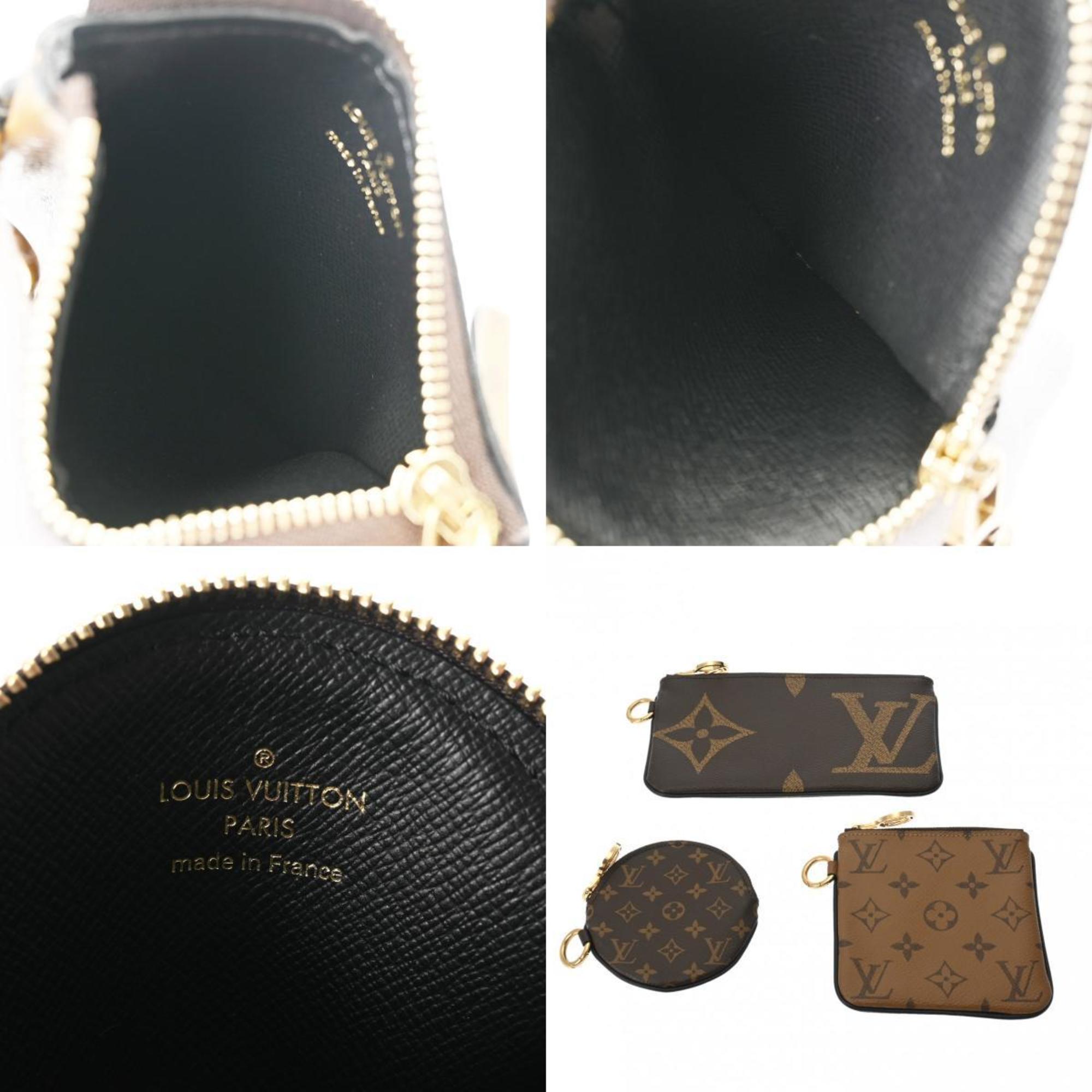 LOUIS VUITTON Louis Vuitton Monogram Reverse Giant Pochette Trio Brown/Camel M68756 Women's Canvas Pouch