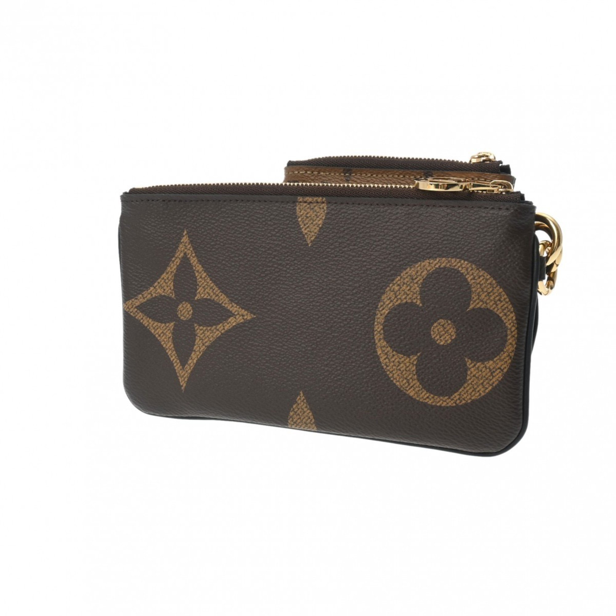 LOUIS VUITTON Louis Vuitton Monogram Reverse Giant Pochette Trio Brown/Camel M68756 Women's Canvas Pouch