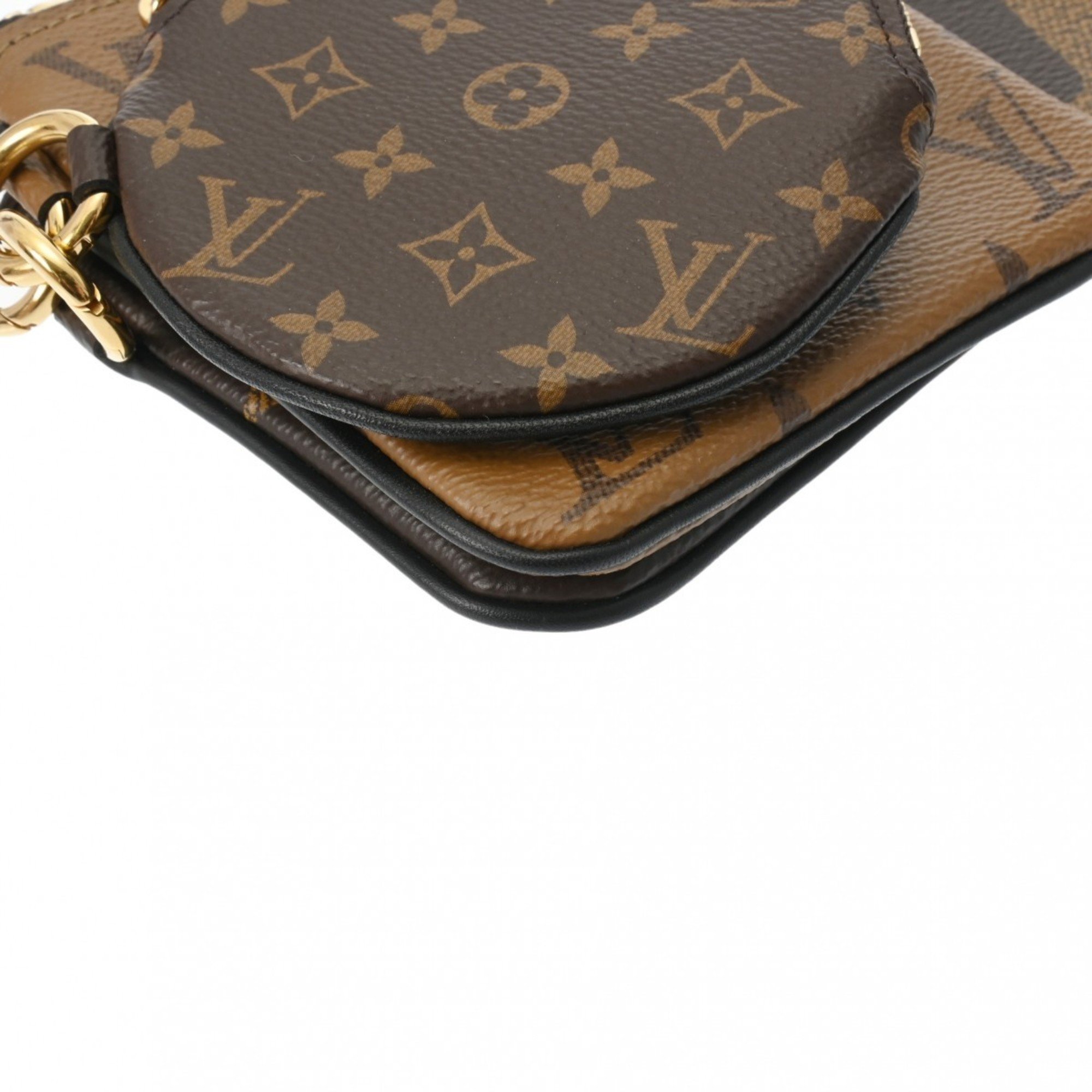 LOUIS VUITTON Louis Vuitton Monogram Reverse Giant Pochette Trio Brown/Camel M68756 Women's Canvas Pouch