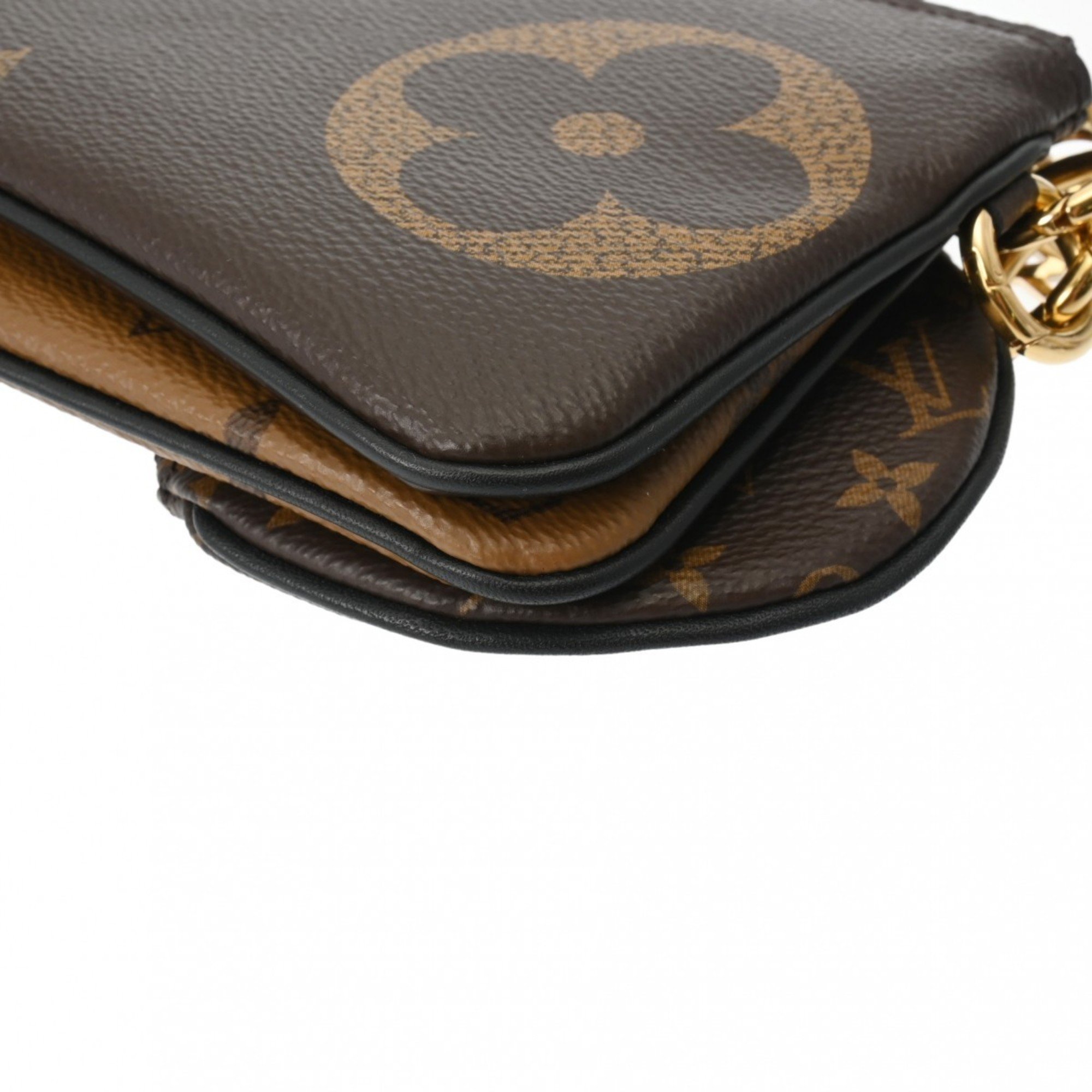 LOUIS VUITTON Louis Vuitton Monogram Reverse Giant Pochette Trio Brown/Camel M68756 Women's Canvas Pouch