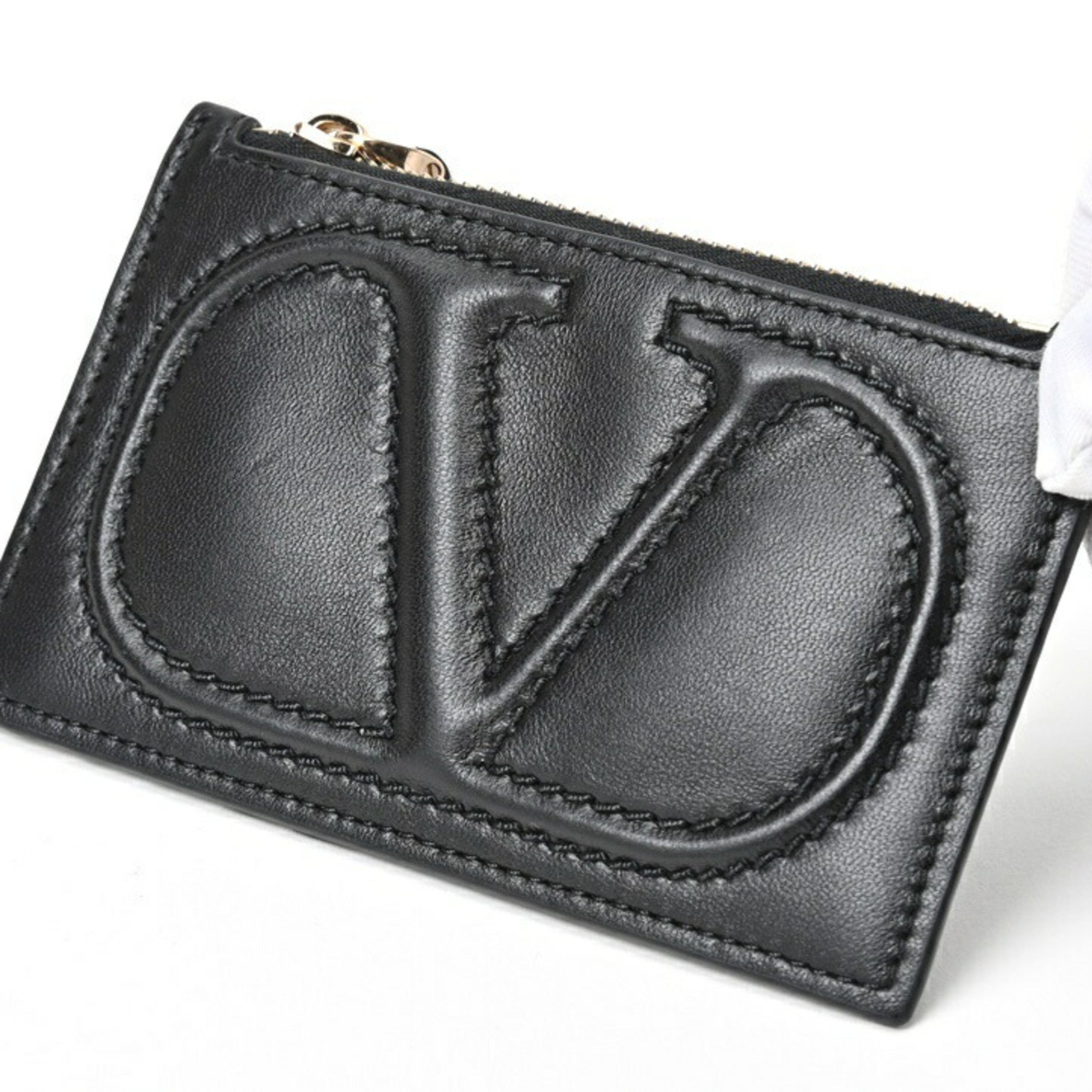 Valentino VALENTINO V Sling Card Case Coin Holder 1W9P0S76TTD Leather Black E-156423