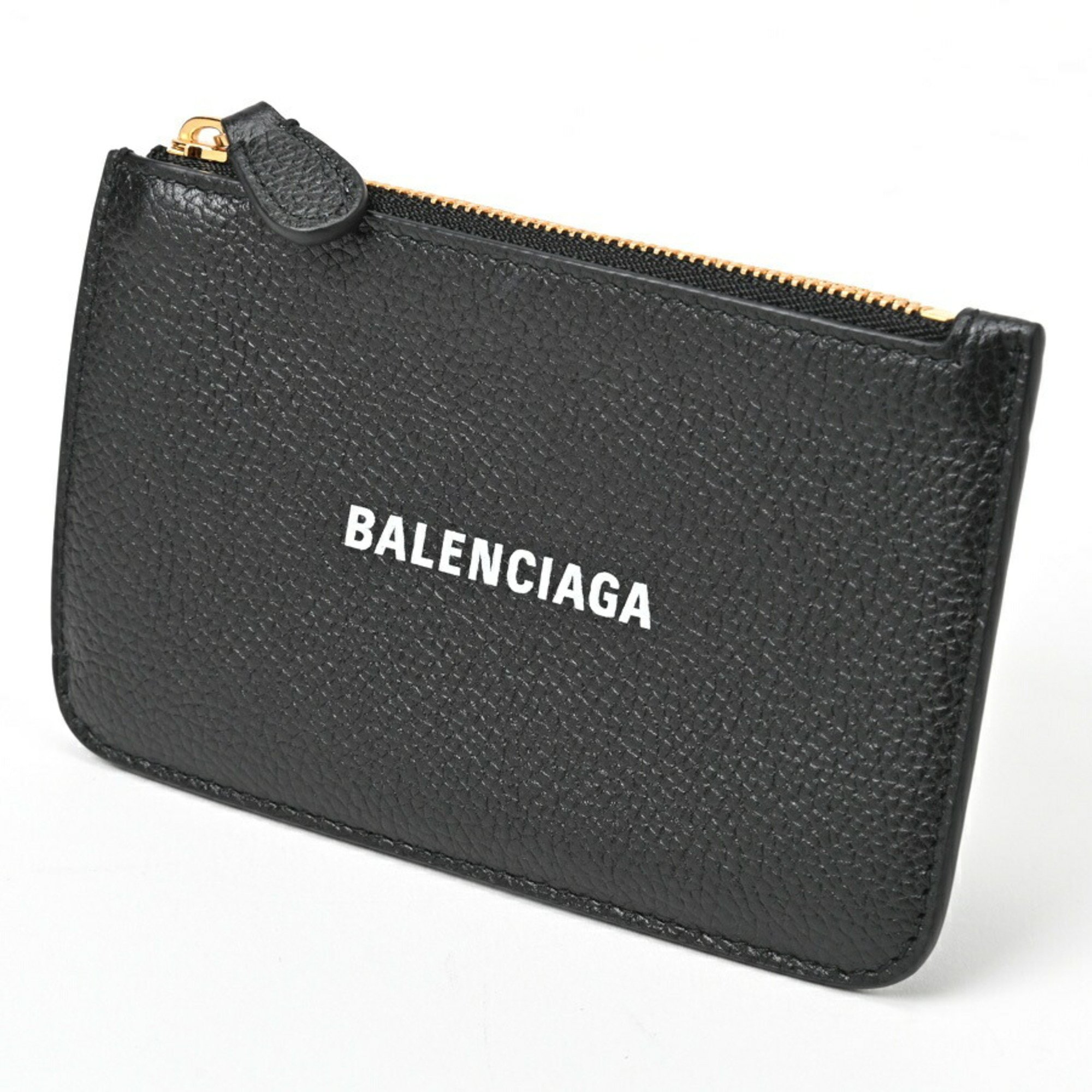 BALENCIAGA Coin Card Holder Case 637130 Kataoshi Leather Black E-156419